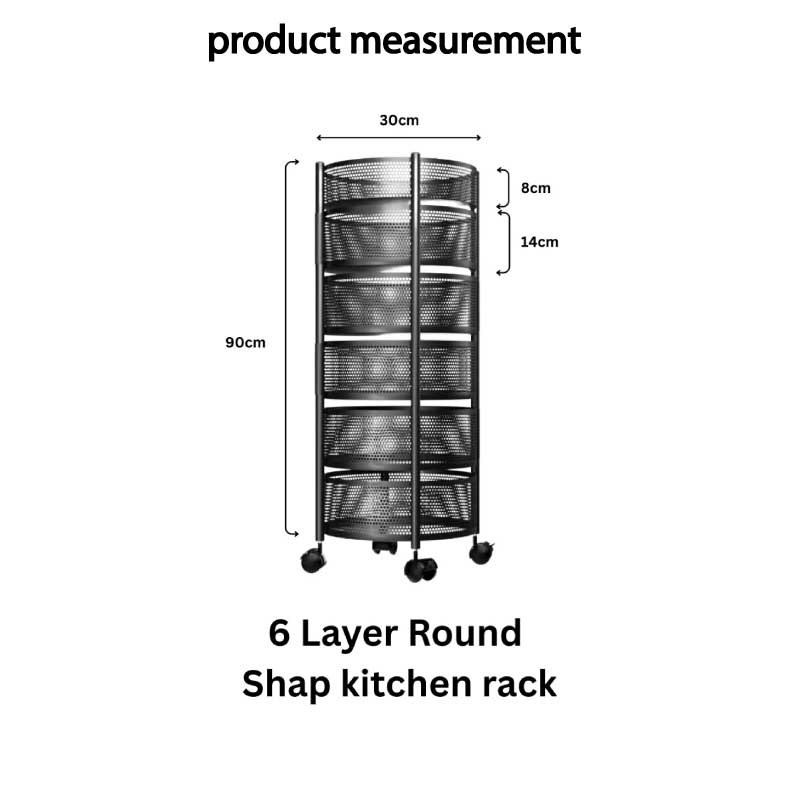 6 Layer Round Shape Kitchen Rack